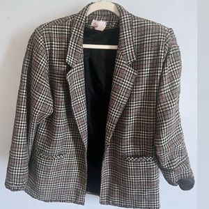 Bar Harbor Houndstooth Vintage Wool Blazer - size 12